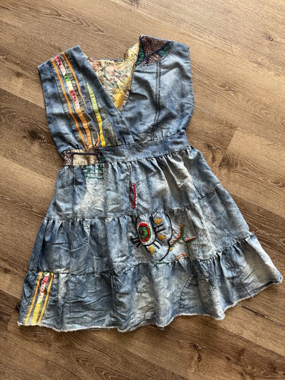 Desigual Embroidered Patchwork Babydoll Mini Dress | EU 38